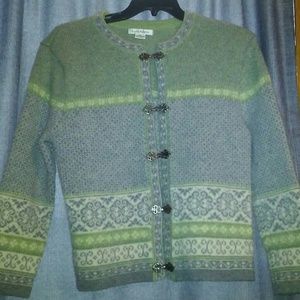 Muted Blue and Green Wool Sweater